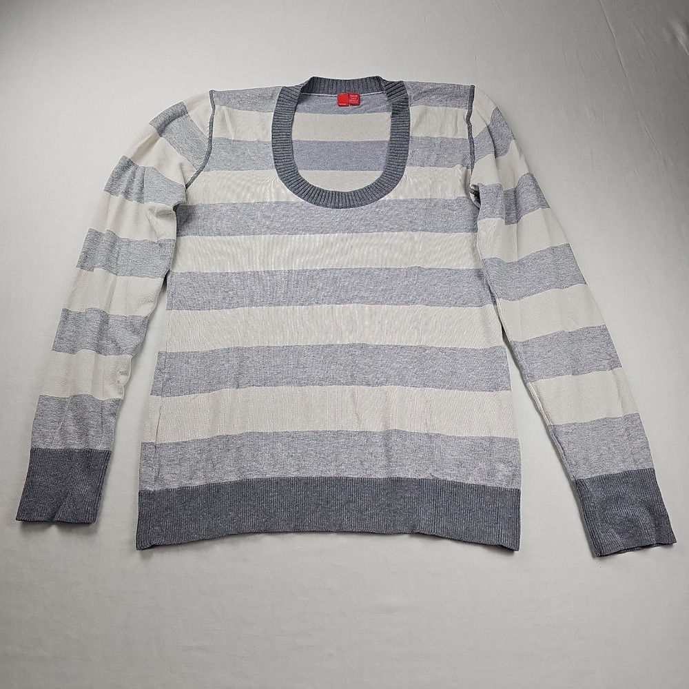 Esprit Sweater Women's Striped  Size XL  Gray Long Sleeve Pullover